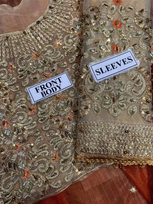 NET Heavy Embroidered Dress With Heavy NET Embroidered Dupatta (Unstitched)