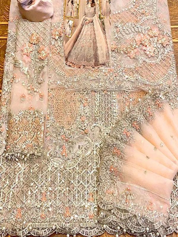 Wedding Embroidered Net Long Maxi Party Wear (Unstitched)