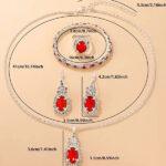 Fashion Red Oval Necklace Set with Ring, Earrings & Bracelet