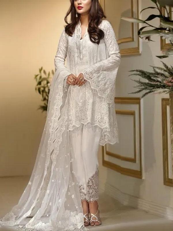 Heavy Embroidered Chiffon Dress with 4-Side Embroidered Dupatta (Unstitched)