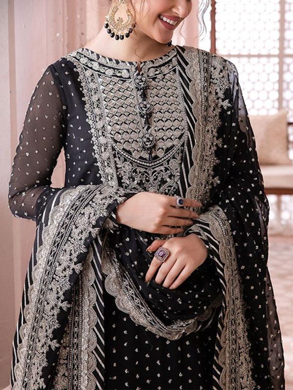 Luxury Chiffon Embroidered 3 Piece Dress