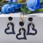 Heart Shape Locket With Chain Earring Set