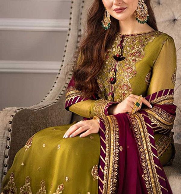 Chiffon Sequence Heavy Embroidered Dress (Unstitched)