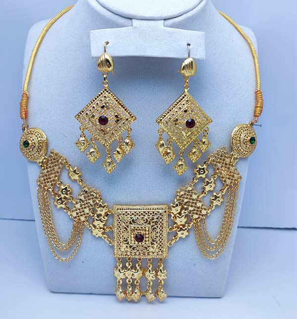 Elegant Gold Plated Chocker Necklace Set
