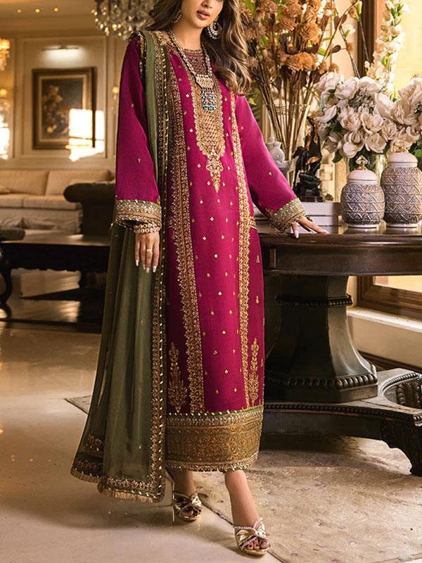 Chiffon Dress with Heavy Lace & Embroidery