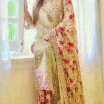 Aneela’s Heavy Embroidered Chiffon Suit with Silk Trouser (Unstitched)