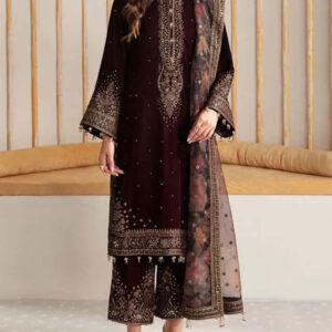 Velvet Wedding Dress with Embroidered Silk Trouser