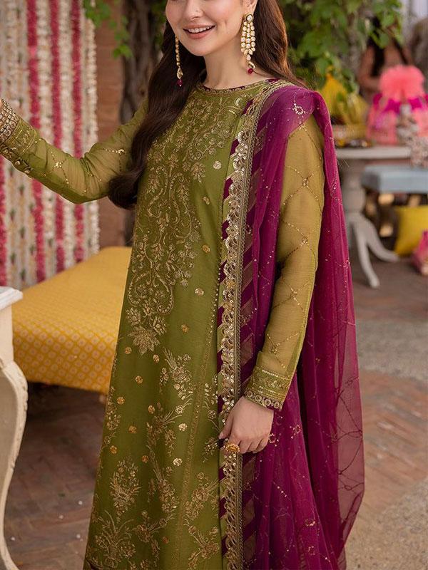 Heavy Embroidered Chiffon Dress With Chiffon Embroidered Dupatta (Unstitched)