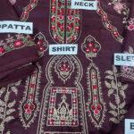 Heavy Embroidered Cotton Suit with Chiffon Dupatta