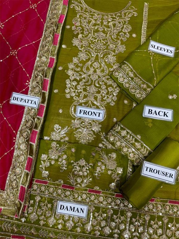 Heavy Embroidered Chiffon Dress With Chiffon Embroidered Dupatta (Unstitched)