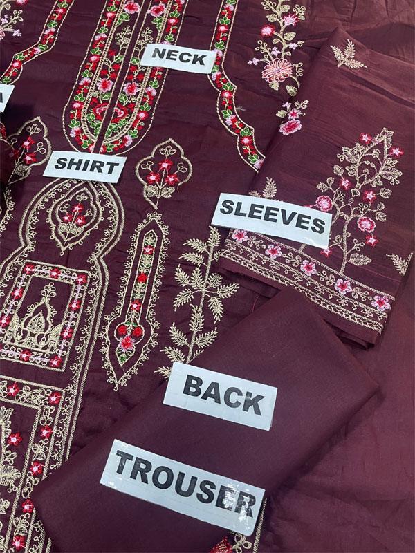 Heavy Embroidered Cotton Suit with Chiffon Dupatta