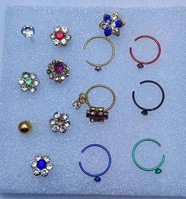 Pack Of 14 Stylish And Elegant Nose Pin