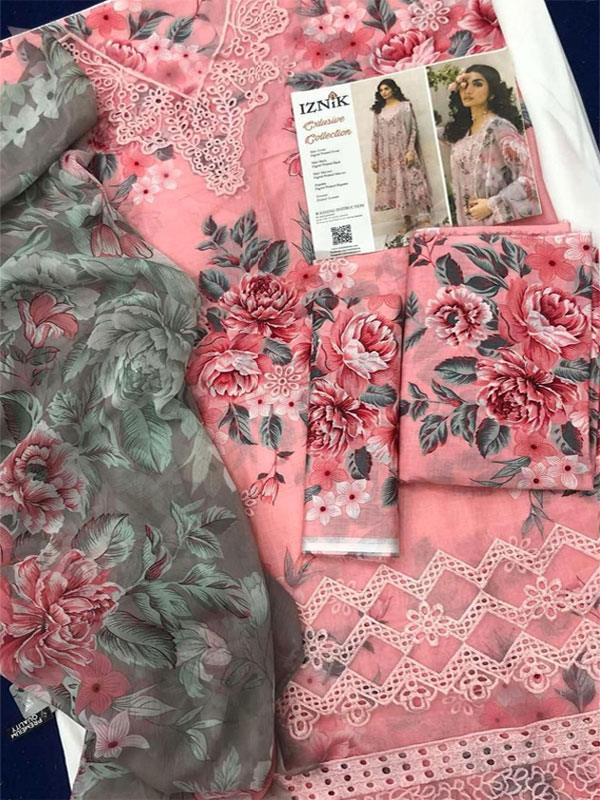 Heavy Embroidered Lawn Suit with Dupatta (Unstitched)