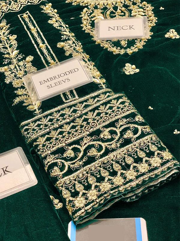 Velvet Heavy Embroidered Dress With Masoori Heavy Embroidered Dupatta