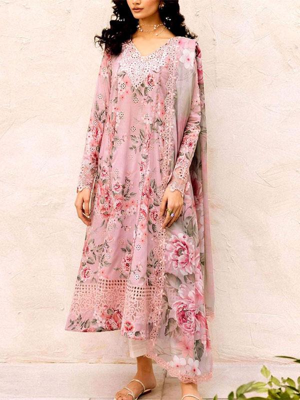 Heavy Embroidered Lawn Suit with Dupatta (Unstitched)