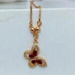 Stylish Zircon Maroon Butterfly Locket Jewelry Set