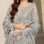 Designer NET Heavy Embroidered Suit with Multi Spengle Dupatta