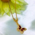 Stylish Zircon Maroon Butterfly Locket Jewelry Set