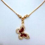 Stylish Zircon Maroon Butterfly Locket Jewelry Set