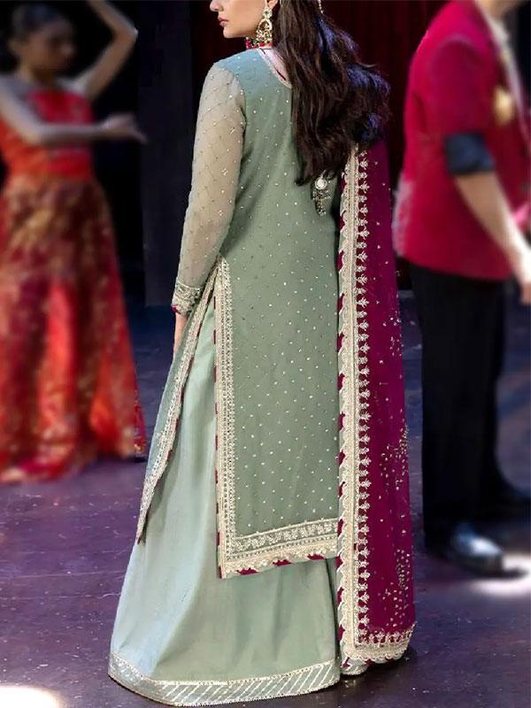 Luxury Chiffon Dress with Heavy Embroidery & Dupatta
