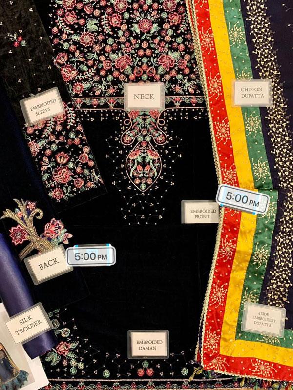 Luxury Velvet Embroidered Dress + Chiffon Dupatta (Unstitched)