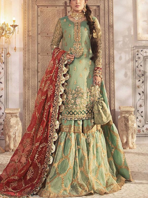 Masoori Embroidered Wedding Dress with Organza Dupatta (Unstitched)