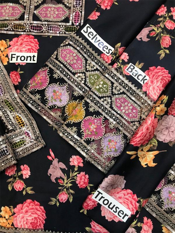 Shamoze Silk Heavy Embroidered Dress With Printed Silk Dupatta (Unstitched)