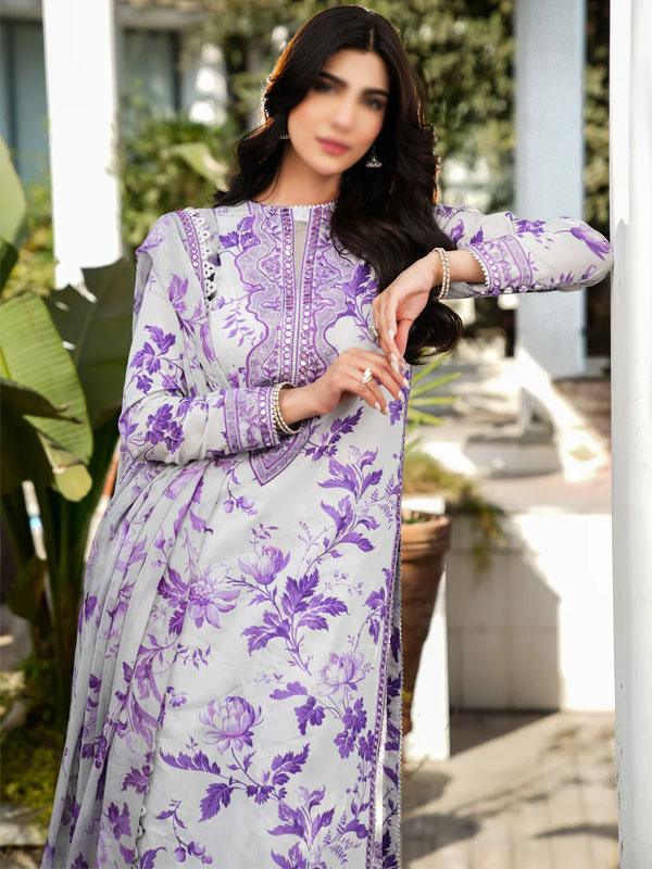 Luxury Lawn Embroidered Dress with Chiffon Dupatta (Unstitched)