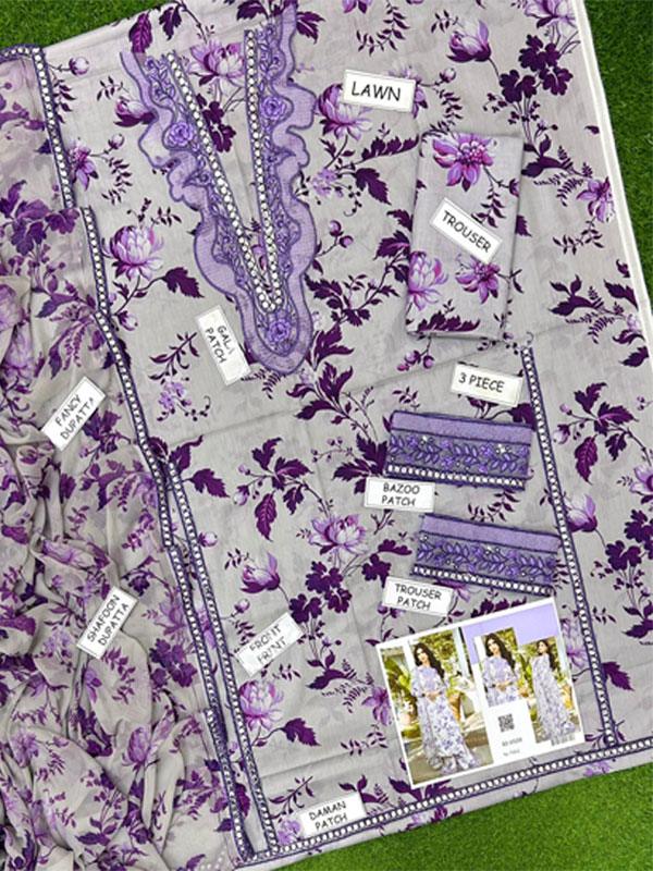 Luxury Lawn Embroidered Dress with Chiffon Dupatta (Unstitched)