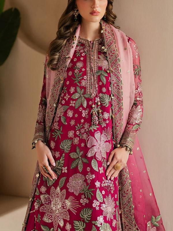 Semi Pure Chiffon Heavy Embroidered Dress with NET Dupatta (Unstitched)