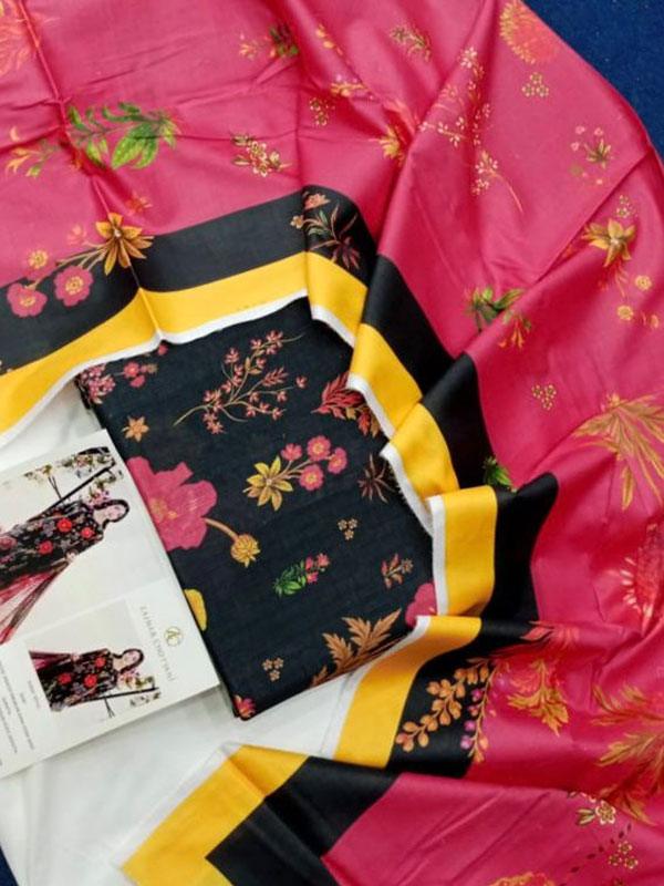 Banadora Unstitched Lawn Dress with Airjet Printed Dupatta