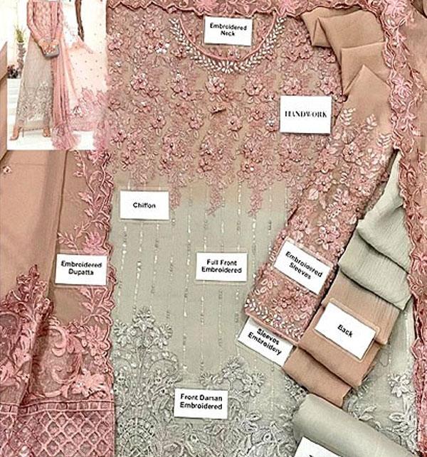 Chiffon Handwork Heavy Embroidered Tie & Die Chiffon Wedding Dress