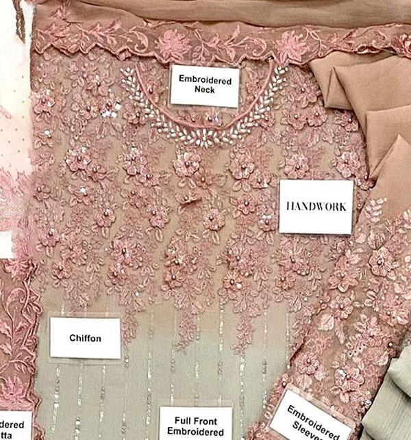 Chiffon Handwork Heavy Embroidered Tie & Die Chiffon Wedding Dress