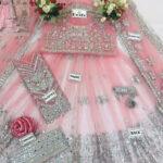 NET Sequins Embroidered Dress with 4-Side NET Dupatta (Unstitched)