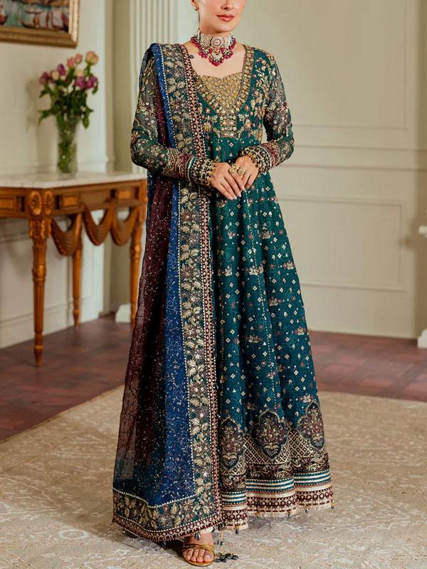 Chiffon Heavy Sequins Embroidered Dress with 4-Side Dupatta (Unstitched)
