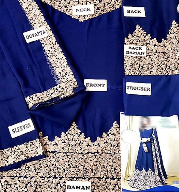 Chiffon Embroidered Navy Blue Maxi (Unstitched)