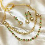 Double Layered Stone Necklace Jewerly Set With Earring And Tikka