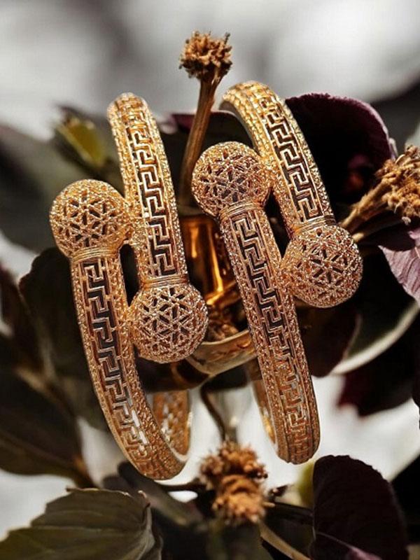 Gold Plated Printed Bangles Pair