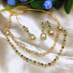 Double Layered Stone Necklace Jewerly Set With Earring And Tikka