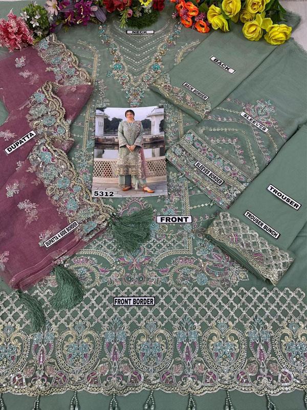 Luxury Chiffon Embroidery Suit with 4-Side Net Dupatta