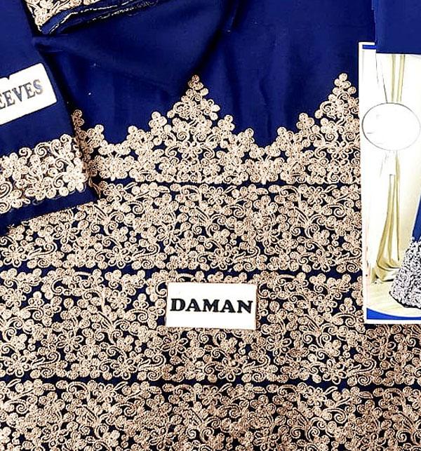 Chiffon Embroidered Navy Blue Maxi (Unstitched)