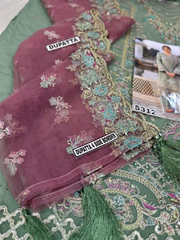 Luxury Chiffon Embroidery Suit with 4-Side Net Dupatta