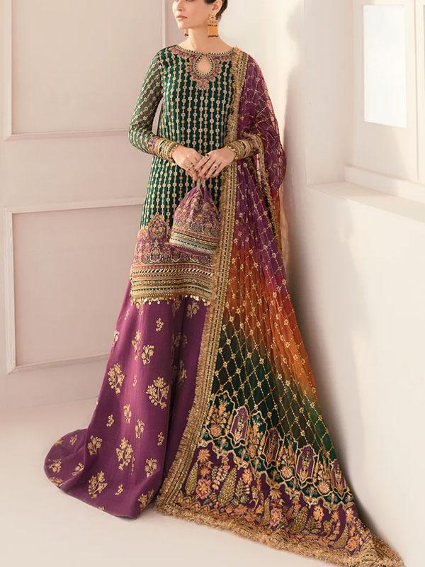 Embroidered Organza Dress with Double Shadeed Dupatta (Unstitched)