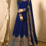 Chiffon Embroidered Navy Blue Maxi (Unstitched)