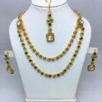 Double Layered Stone Necklace Jewerly Set With Earring And Tikka