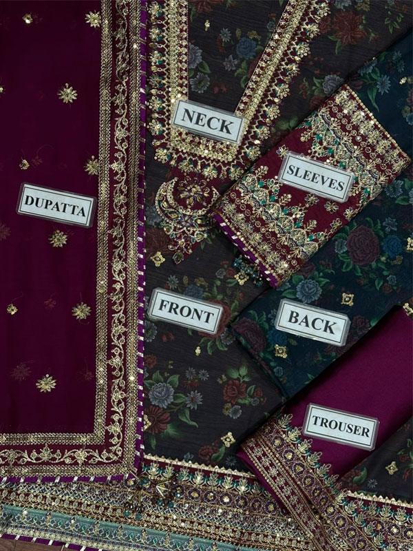 BAROQUE Chiffon Heavy Embroidered Dress with Digital Printed Sequins Dupatta (Unstitched)