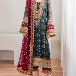 BAROQUE Chiffon Heavy Embroidered Dress with Digital Printed Sequins Dupatta (Unstitched)
