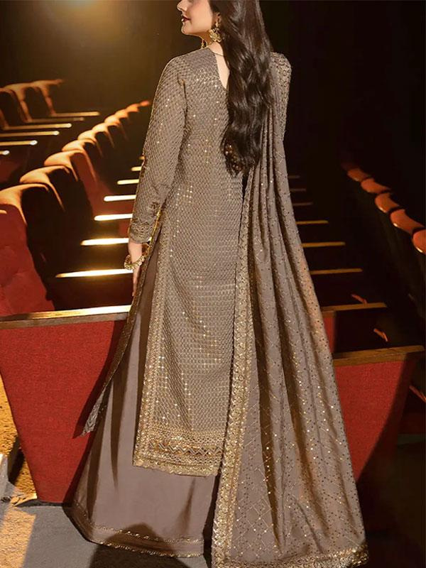 Heavy Embroidered Chiffon Party Dress with Chiffon Dupatta (Unstitched)