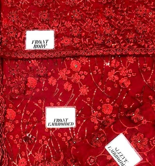 3D Handwork NET Heavy Embroidered Maxi Dress with 3-Piece Unstitched Suit