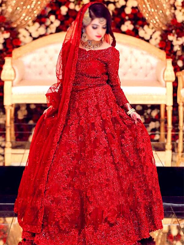 3D Handwork NET Heavy Embroidered Maxi Dress with 3-Piece Unstitched Suit